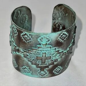 Brass Patina Cross Cuff Bracelet